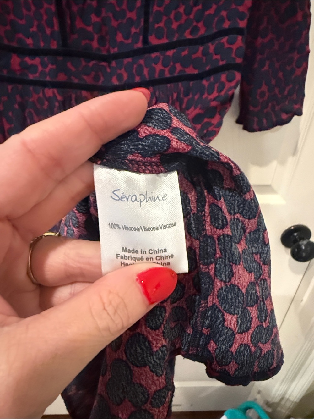 Seraphine navy/magenta maternity and nursing dress, size 4 - Picture 7 of 8